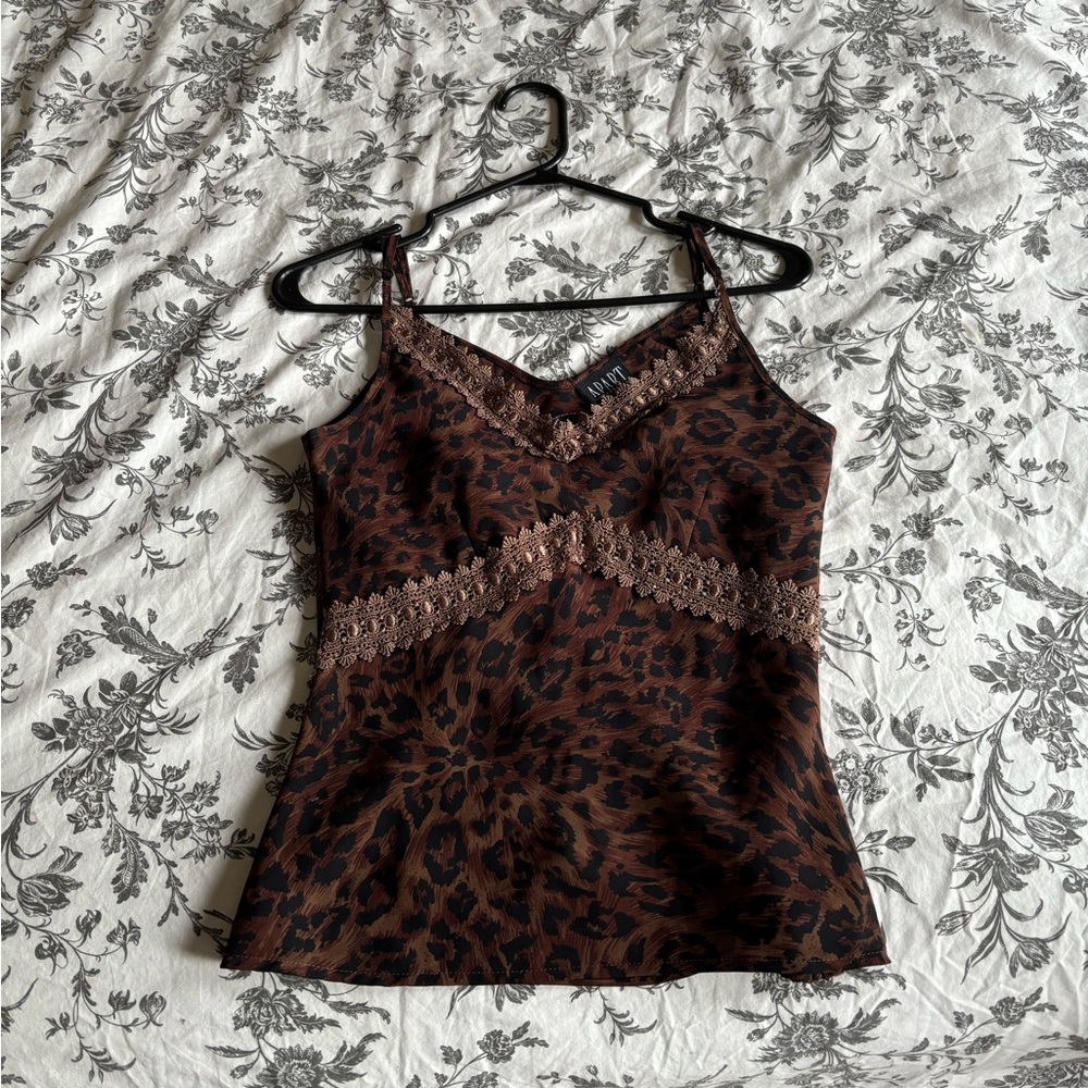 Size 10 vintage cheetah print lingerie top.